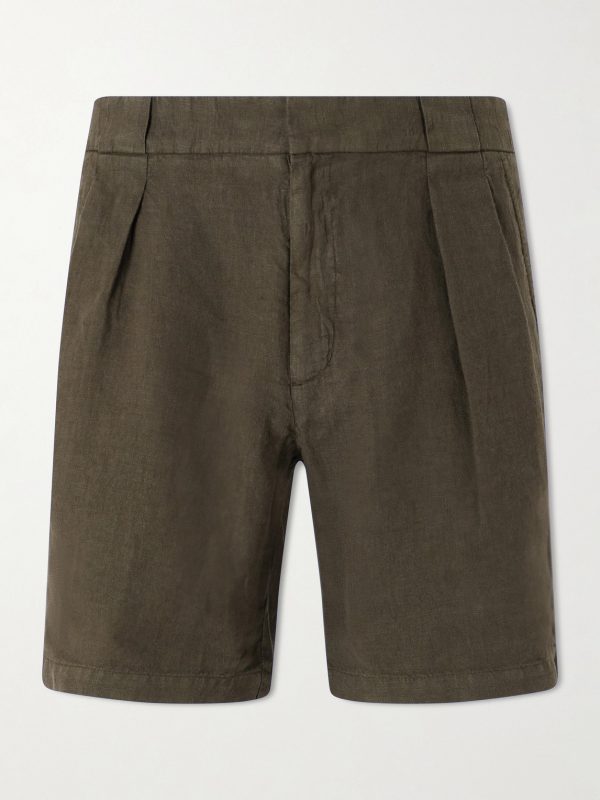 Straight-Leg Pleated Linen Shorts Straight-Leg Pleated Linen Shorts