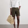 Straight-Leg Pleated Linen Shorts - OU Straight-Leg Pleated Linen Shorts - OU