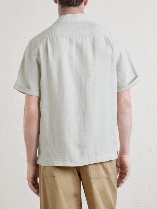 Convertible-Collar Garment-Dyed Linen Shirt - BK Convertible-Collar Garment-Dyed Linen Shirt - BK
