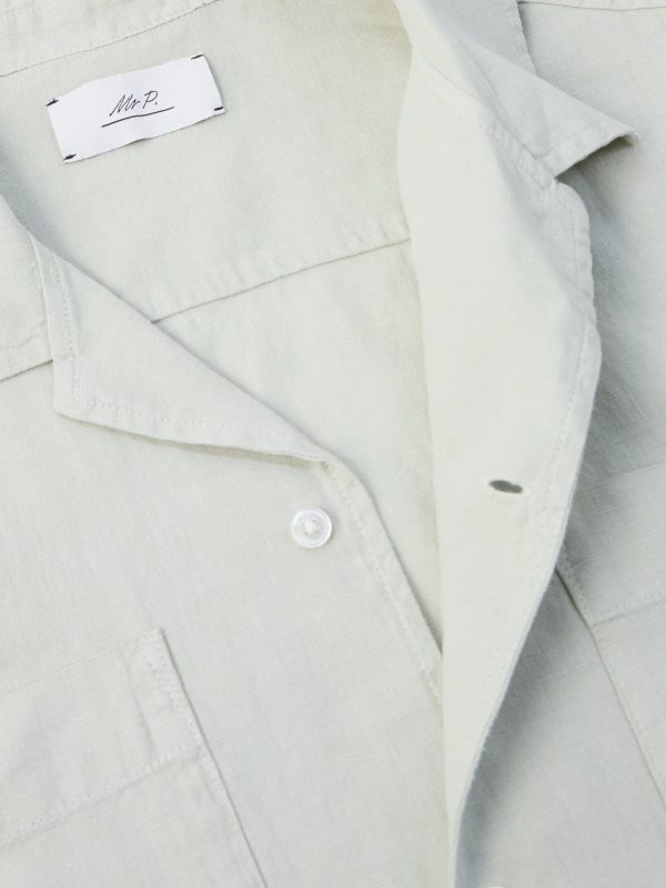 Convertible-Collar Garment-Dyed Linen Shirt - CU Convertible-Collar Garment-Dyed Linen Shirt - CU