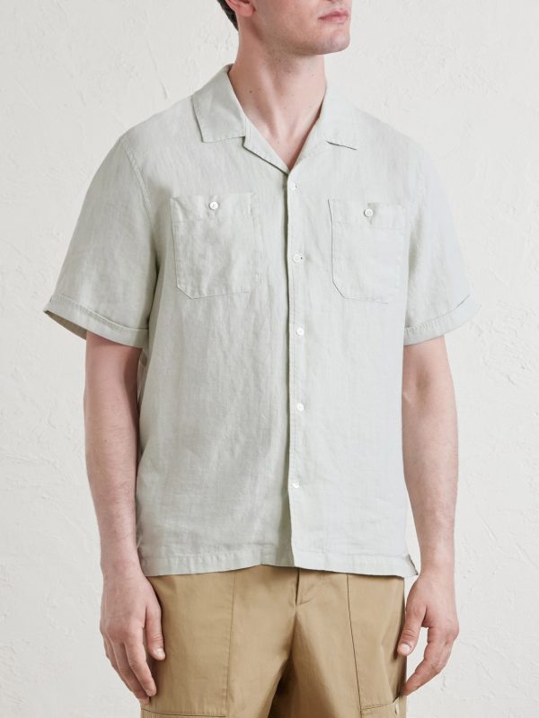 Convertible-Collar Garment-Dyed Linen Shirt - FR Convertible-Collar Garment-Dyed Linen Shirt - FR