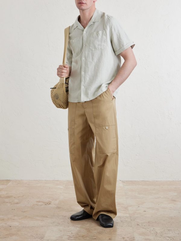 Convertible-Collar Garment-Dyed Linen Shirt - OU Convertible-Collar Garment-Dyed Linen Shirt - OU