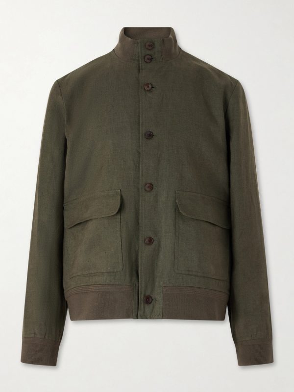 Linen-Twill Harrington Jacket