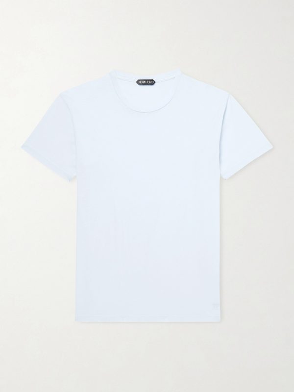 Slim-Fit Logo-Embroidered Cotton and Silk-Blend Jersey T-Shirt Slim-Fit Logo-Embroidered Cotton and Silk-Blend Jersey T-Shirt