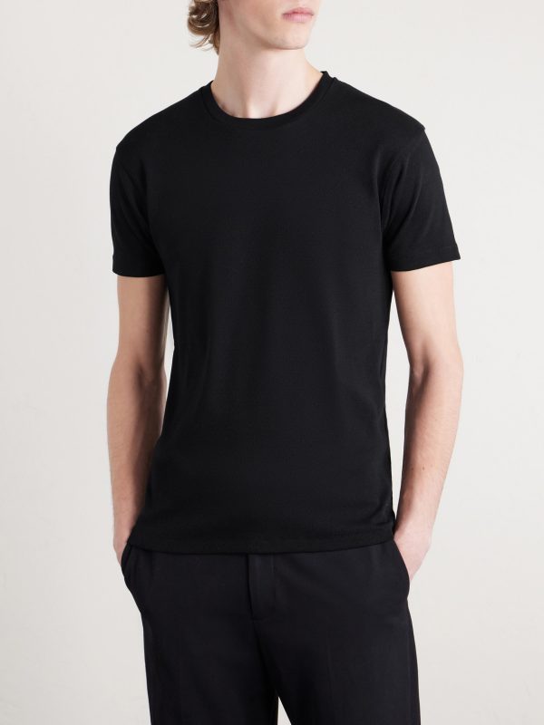 Pointelle-Knit Cotton T-Shirt - FR Pointelle-Knit Cotton T-Shirt - FR