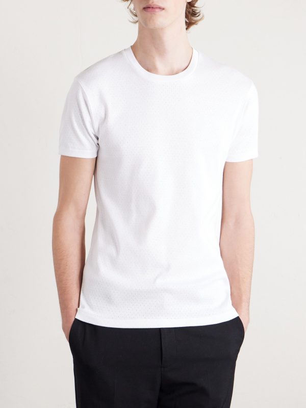 Pointelle-Knit Cotton T-Shirt - FR