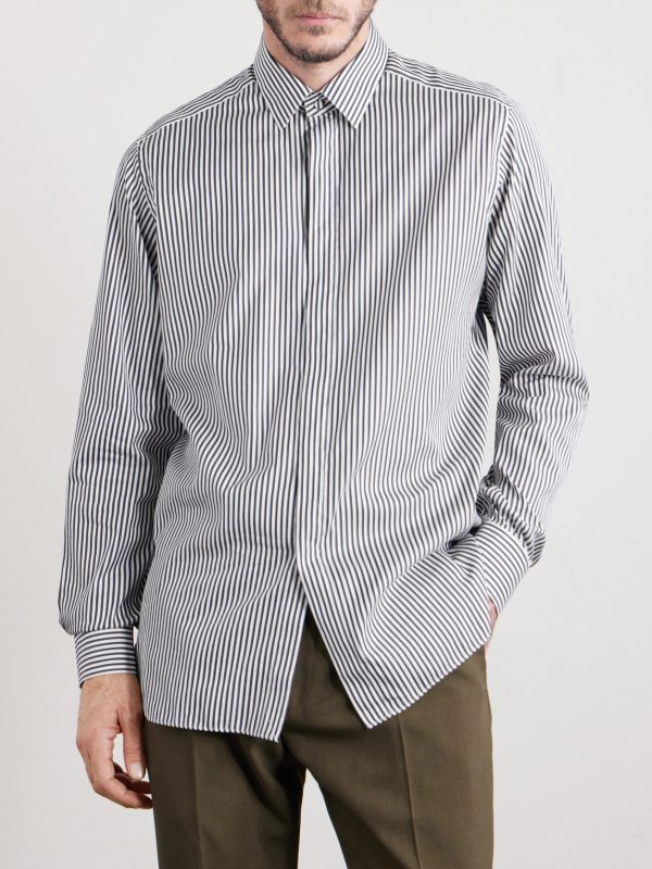 Striped Cotton and Silk-Blend Poplin Shirt - FR