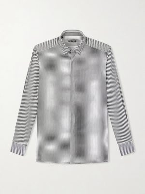 Striped Cotton and Silk-Blend Poplin Shirt Striped Cotton and Silk-Blend Poplin Shirt