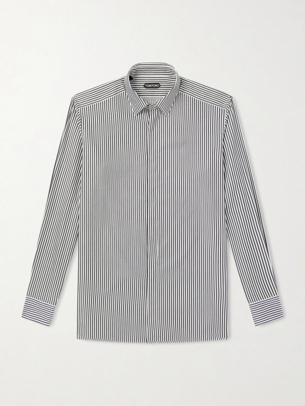 Striped Cotton and Silk-Blend Poplin Shirt