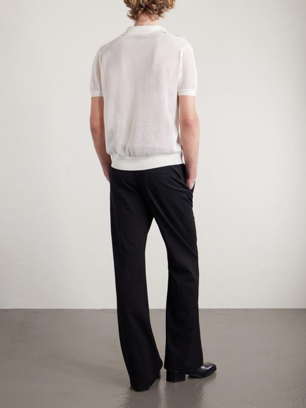 Open-Knit Sea Island Cotton and Silk-Blend Polo Shirt - BK Open-Knit Sea Island Cotton and Silk-Blend Polo Shirt - BK