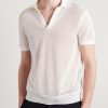 Open-Knit Sea Island Cotton and Silk-Blend Polo Shirt - FR Open-Knit Sea Island Cotton and Silk-Blend Polo Shirt - FR