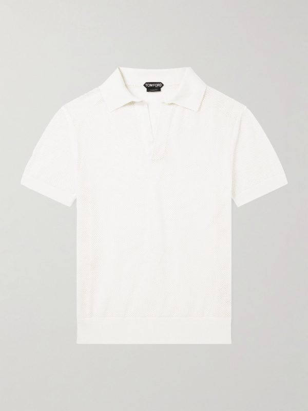 Open-Knit Sea Island Cotton and Silk-Blend Polo Shirt Open-Knit Sea Island Cotton and Silk-Blend Polo Shirt