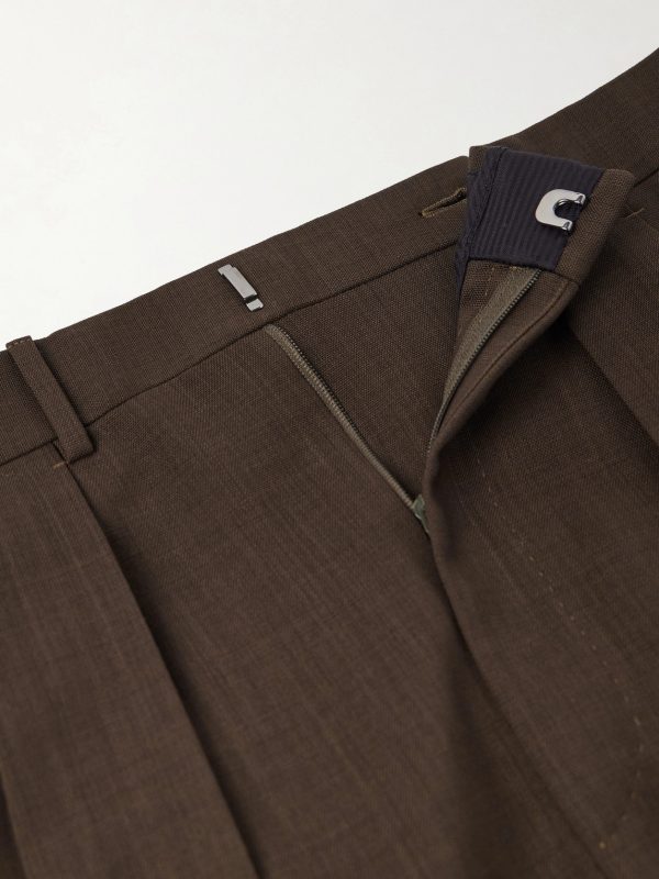 Pleated Wool Wide-Leg Trousers - E1 Pleated Wool Wide-Leg Trousers - E1