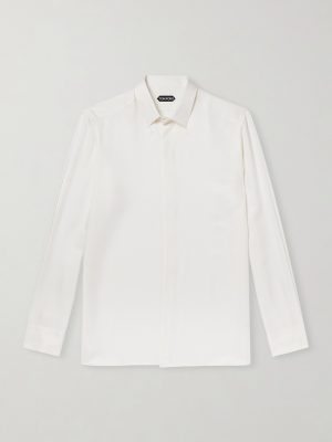 Perforated Silk-Twill Shirt