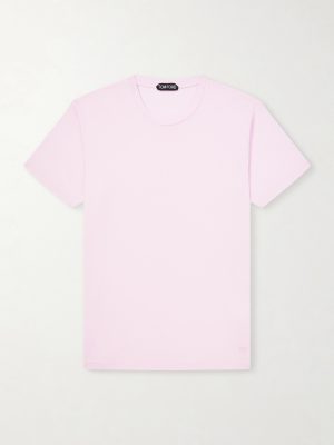 Slim-Fit Logo-Embroidered Cotton and Silk-Blend Jersey T-Shirt Slim-Fit Logo-Embroidered Cotton and Silk-Blend Jersey T-Shirt