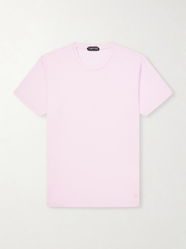 Slim-Fit Logo-Embroidered Cotton and Silk-Blend Jersey T-Shirt Slim-Fit Logo-Embroidered Cotton and Silk-Blend Jersey T-Shirt