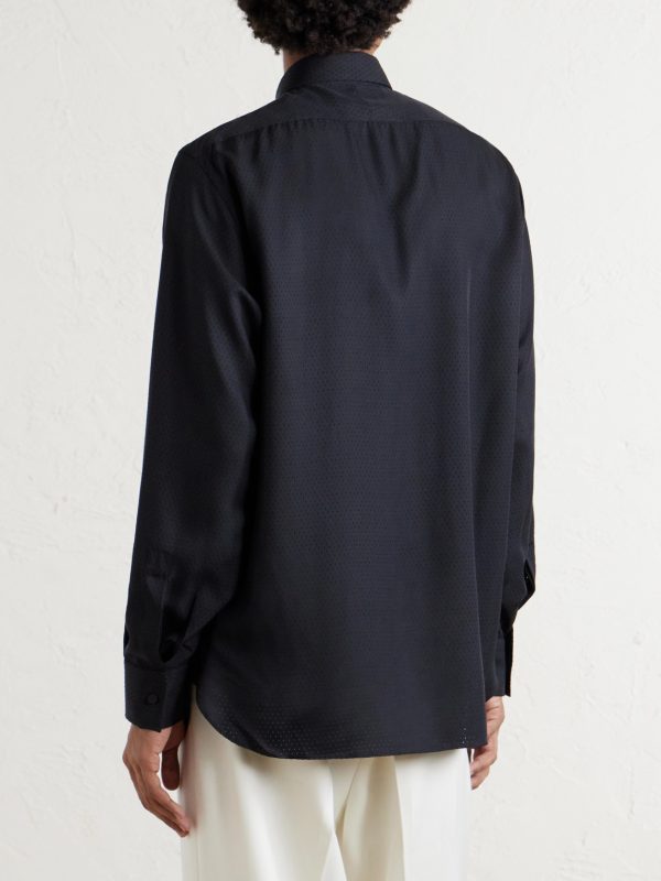 Perforated Silk-Twill Shirt - BK Perforated Silk-Twill Shirt - BK