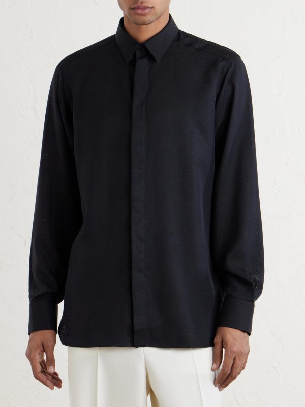 Perforated Silk-Twill Shirt - FR Perforated Silk-Twill Shirt - FR