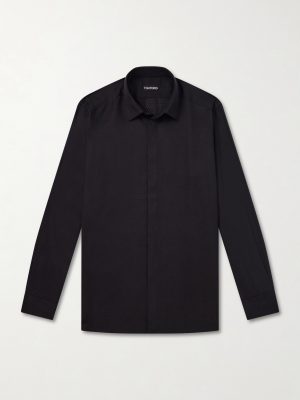 Perforated Silk-Twill Shirt