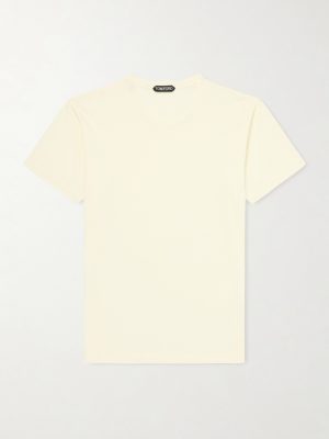 Slim-Fit Logo-Embroidered Cotton and Silk-Blend Jersey T-Shirt Slim-Fit Logo-Embroidered Cotton and Silk-Blend Jersey T-Shirt