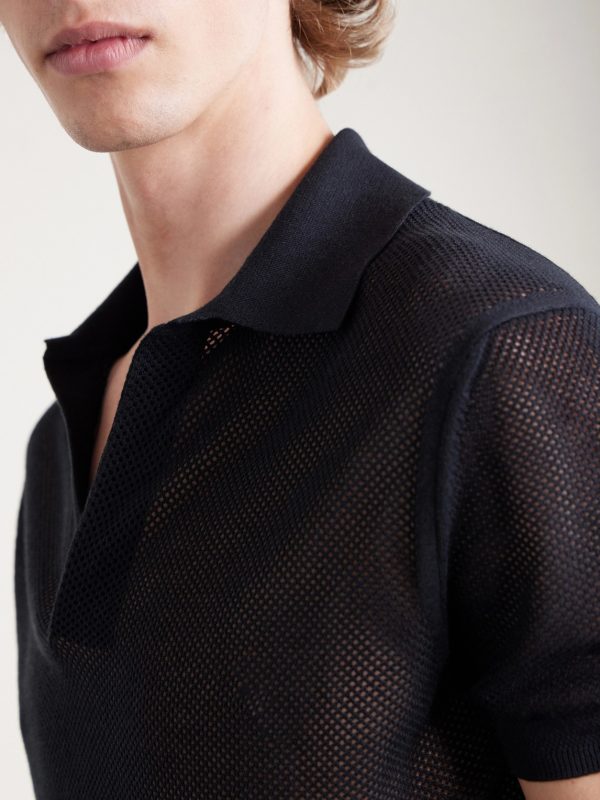 Open-Knit Sea Island Cotton and Silk-Blend Polo Shirt - CU