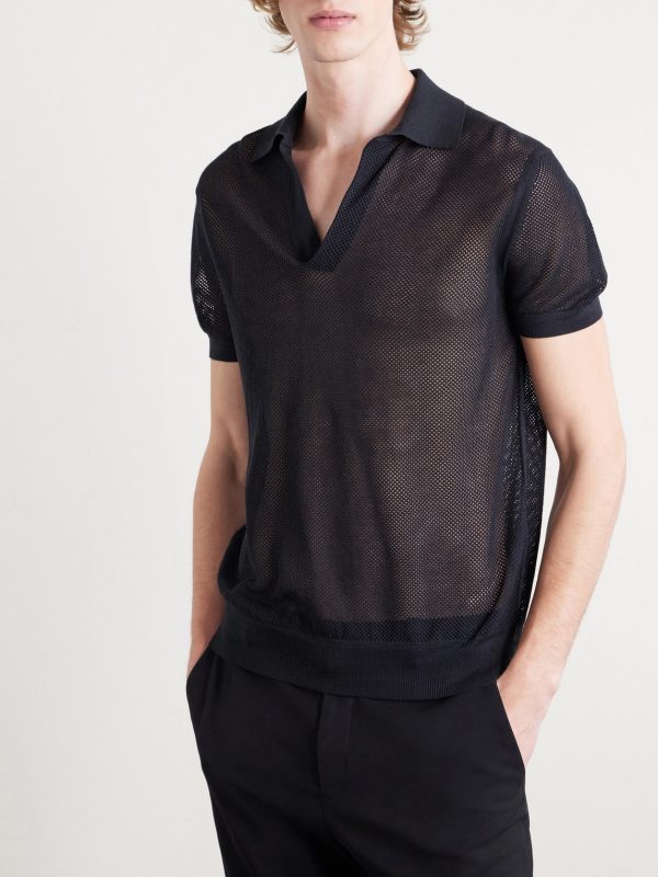 Open-Knit Sea Island Cotton and Silk-Blend Polo Shirt - FR