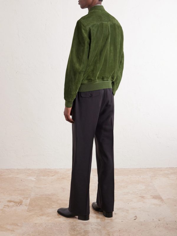 Perforated Suede Bomber Jacket - BK