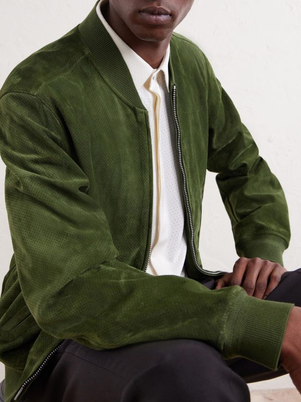 Perforated Suede Bomber Jacket - CU