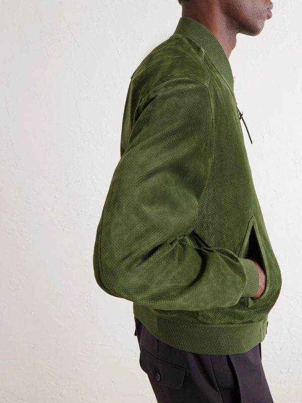 Perforated Suede Bomber Jacket - E1