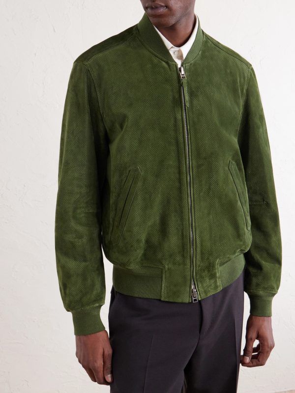 Perforated Suede Bomber Jacket - FR