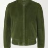 Perforated Suede Bomber Jacket