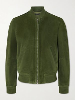 Perforated Suede Bomber Jacket Perforated Suede Bomber Jacket