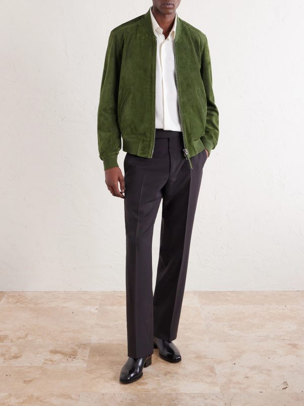 Perforated Suede Bomber Jacket - OU