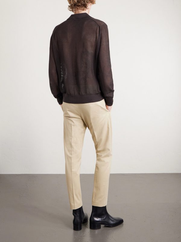 Open-Knit Sea Island Cotton and Silk-Blend Polo Shirt - BK Open-Knit Sea Island Cotton and Silk-Blend Polo Shirt - BK