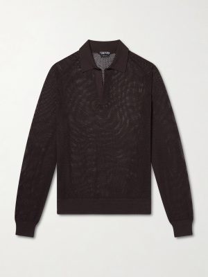 Open-Knit Sea Island Cotton and Silk-Blend Polo Shirt Open-Knit Sea Island Cotton and Silk-Blend Polo Shirt