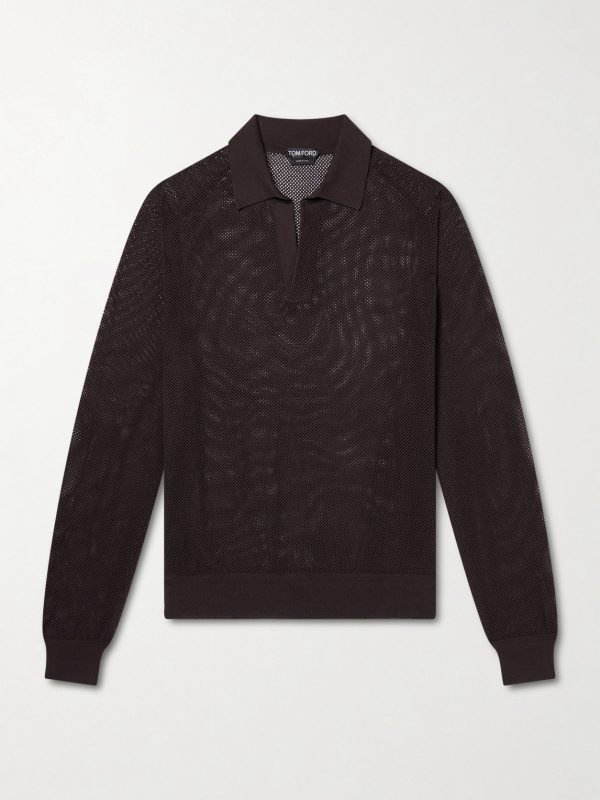 Open-Knit Sea Island Cotton and Silk-Blend Polo Shirt Open-Knit Sea Island Cotton and Silk-Blend Polo Shirt