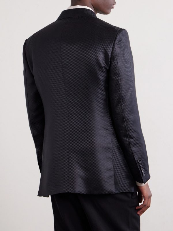 Double-Breasted Silk-Hopsack Blazer - BK