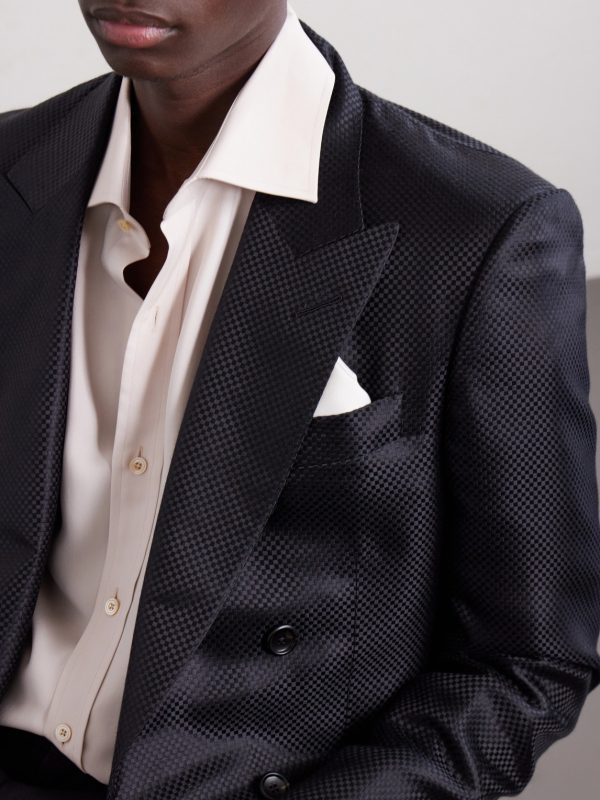 Double-Breasted Silk-Hopsack Blazer - CU