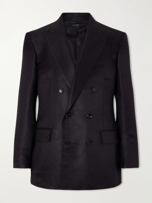 Double-Breasted Silk-Hopsack Blazer Double-Breasted Silk-Hopsack Blazer