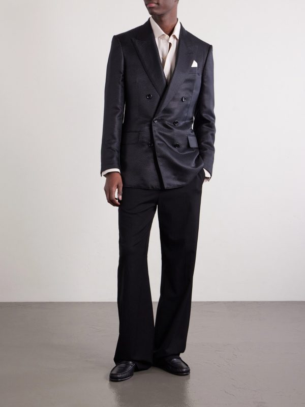 Double-Breasted Silk-Hopsack Blazer - OU