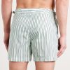 Straight-Leg Short-Length Striped Swim Shorts - BK Straight-Leg Short-Length Striped Swim Shorts - BK