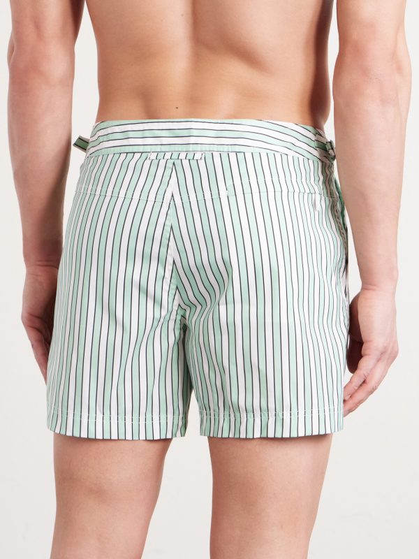 Straight-Leg Short-Length Striped Swim Shorts - BK Straight-Leg Short-Length Striped Swim Shorts - BK