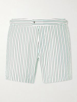 Straight-Leg Short-Length Striped Swim Shorts Straight-Leg Short-Length Striped Swim Shorts