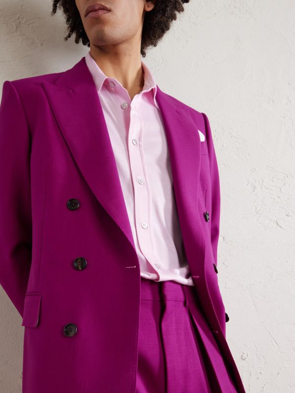 Slim-Fit Double-Breasted Wool-Twill Suit Jacket - E2 Slim-Fit Double-Breasted Wool-Twill Suit Jacket - E2