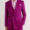 Slim-Fit Double-Breasted Wool-Twill Suit Jacket - FR Slim-Fit Double-Breasted Wool-Twill Suit Jacket - FR