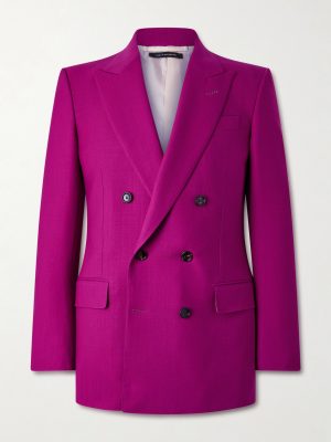 Slim-Fit Double-Breasted Wool-Twill Suit Jacket Slim-Fit Double-Breasted Wool-Twill Suit Jacket