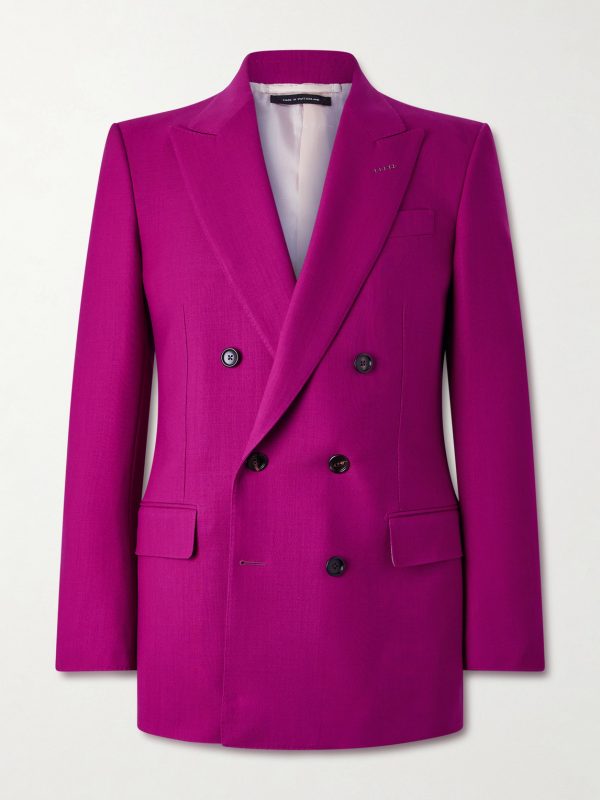 Slim-Fit Double-Breasted Wool-Twill Suit Jacket Slim-Fit Double-Breasted Wool-Twill Suit Jacket