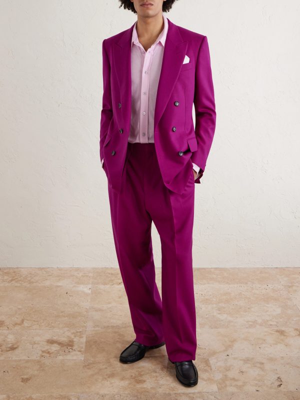 Slim-Fit Double-Breasted Wool-Twill Suit Jacket - OU Slim-Fit Double-Breasted Wool-Twill Suit Jacket - OU