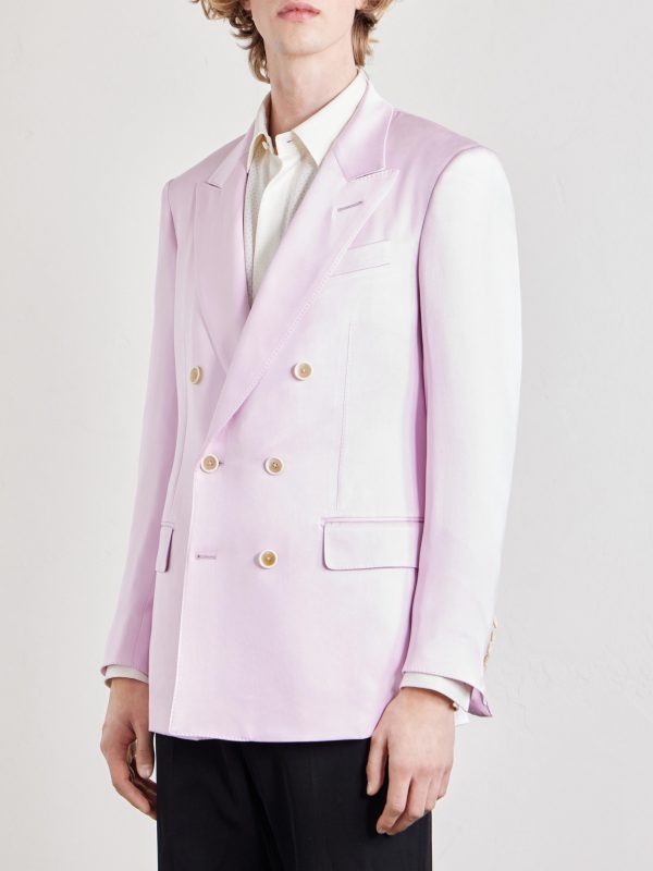 Double-Breasted Silk-Gabardine Blazer - FR Double-Breasted Silk-Gabardine Blazer - FR