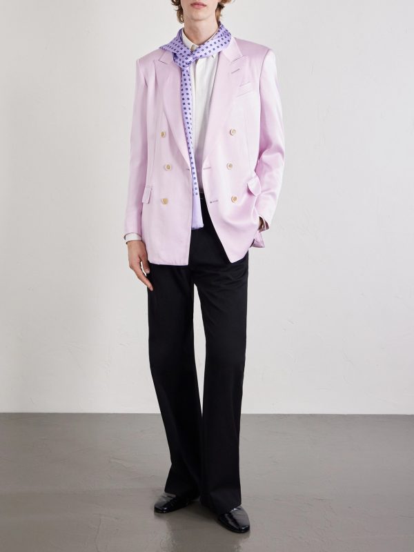 Double-Breasted Silk-Gabardine Blazer - OU Double-Breasted Silk-Gabardine Blazer - OU